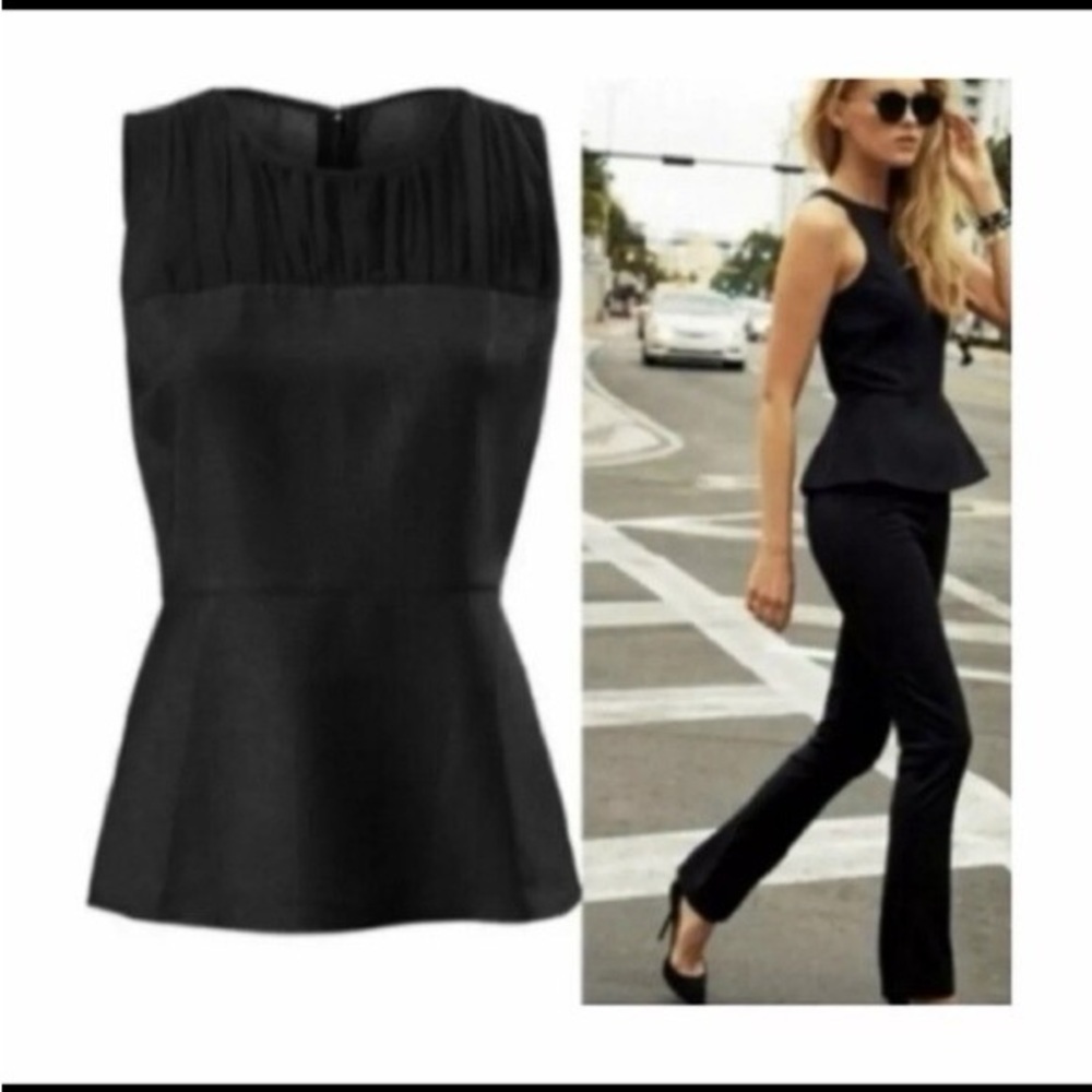 Cabi Black Bustier Top Size 8 Structured Sleeveless Peplum Fitted Blouse
